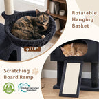 Gitelsnour Cat Tree, 78.7'' Cat Tower, 2 Big Condos for Multi Cats GCT061G | Tall Cat House Furniture for Large Cats with Hammock, Big Platform for Indoor Cats, Scratching Posts & Board , Dark Gray