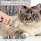 Professional Quiet Cat Clippers & Dog Grooming Kit | 250Min Cordless Pet Shaver,Low Noise Pet Hair Trimmer for Grooming,2in1 Wide & Narrow Blades,4 Combs,Scissors & Glove(Silver)