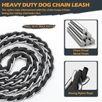 S-ETOVUS-Chain Dog Leash, Bite-Proof Metal Leash, with Padded Handle，Black | Three Sizes 7.25FT/5.2FT/4FT, Woven From Nylon Rope And Chain, Durable And Bite-Resistant, Comfortable With Padded Handles
