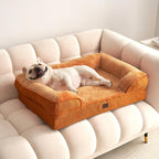 EHEYCIGA Orthopedic Dog Bed Medium Size Dog, Waterproof Washable Pet Beds | Non-Slip Bottom and Egg-Crate Memory Foam Dog Couch Bed with Washable Removable Cover, Pumpkin Orange