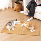 Conlun Cat Scratching Pad, 27.5x35.4in Sisal Mat Couch Protector | Indoor Cat Scratcher Mat, Mess-free, Anti-slip Backing, Hook&Loop Tape for Furniture Door Wall, Brown