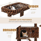 SHA CERLIN 81in Multi-Level Tall Cat Tree Tower for Indoor Kitties/Larger Cat Condo Furniture with Hammock/Cozy Pussycat Perches/Sisal Scratching Posts/Pet House/Wide Base/Leopard Print