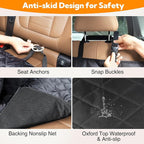 Kytely Dog Car Seat Cover for Back Seat,600D Heavy Duty Dog Hammock for Car with Side Flap,100% Waterproof Pet Backseat Cover, Anti-Scratch Nonslip Pet Seat Protector for Cars Trucks and SUV