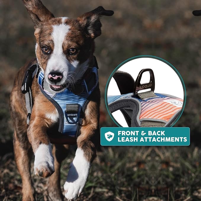 Embark Adventure Dog Harness for Small, Medium & Large Dogs – No Pull, Reflective Trim, Heavy Duty Oxford, 2 Leash Clips, Gel-Lined Handle, Soft Padded