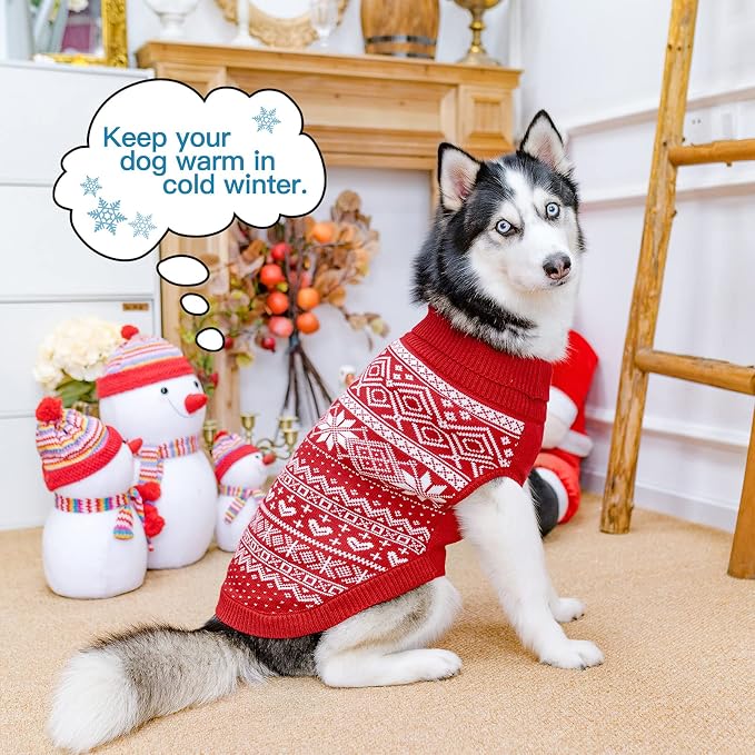 HOMIMP Dog Sweater Argyle - Warm Winter Clothes, Soft Coat for Small Medium and Large Dogs, Ugly Pet Clothing for Boy Girl Puppy