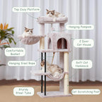 Gitelsnour Cat Tree, 43.3'' Cat Tower with Hammock for Kittens GCT004SMU | Cat Condo House for Small Indoor Cats, Basket, Scratching Post, Large Platform, Sturdy Steel Tube, Sisal Rope, Mushroom