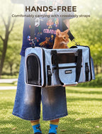 Soft Sided Pet Carrier, Travel Friendly, Small to Medium Cats 15 lbs | Seatbelt Buckles, Luggage Sleeve, Foldable Ventilated, Delta United American Airlines In-Cabin Under Seat Dog Crate Carry Bag
