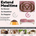 Elevated Slow Feeder Dog Bowls with Splash Proof Stand, Slow Eating 5X | 6.5″ Dog Slow Feeding Bowls & 6.1″ Dog Food Dish, Non-Slip Raised Food and Water Bowl Set for Small and Medium Breeds, Pink