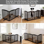 ZJSF Foldable Freestanding Indoor Dog Gate for House Wood Long Pet Gates Dog Fence for Stairs Puppy Gates for Hallways, Puppy Gate,Support Feet Included, Black, 24 "Height-3 Panels