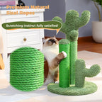 PAWZ Road Cat Scratching Post 23” Cactus Cat Scratcher with Toy Ball | Cactus Cat tree with 3 Sisal & Carpet Scratching Posts, Soft Carpet Base & Top, Interactive Ball for Indoor Cats