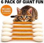 Glaciart One Swabs Cat Toys with Catnip - 6 Pk | Durable for Chew, Cute Cat Toys Interactive Kitty for Boredom, Exercise, & Play | Filled w/Organic Catnip for Anxiety & as Digestive Aid | Gift Idea