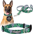 Lucky Love Dog Collar and Leash Set, Beautiful & Vivid Patterns, Easy On & Off Clasp Accessory (Blue Laguna, L Combo)
