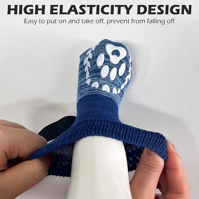 EXPAWLORER Dog Socks to Prevent Licking and Slipping, Summer Dog Shoes for Hot Pavement, Paw Protectors for Hardwood Floors Anti-Slip, Dog Booties for Small Medium Large Senior Dogs, Navy Blue M