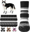 KOOLTAIL Anti Slip Dog Socks to Prevent Licking Paws and Slipping, Extra-Thick Grip Pet Boots & Paw Protectors, Winter Warm Puppy Shoes Booties for Hardwood Floors Small Medium Large Senior Dogs, L