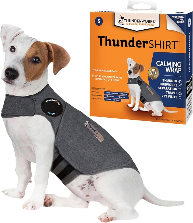 ThunderShirt for Dogs Calming Anxiety Vest, Small, Heather Gray | Skin-Friendly Dog Anxiety Shirt, Helps Reduce Stress from Thunder, Fireworks & Travel