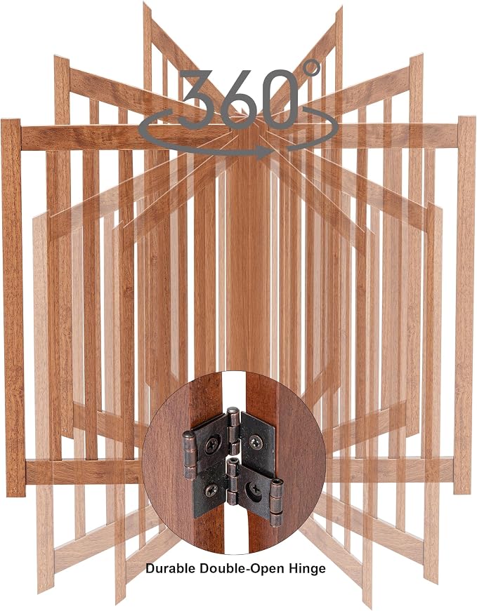 LZRS Freestanding Extra Wide Dog Gate 80" W x 30" H Solid Wooden Pet Gate for Doorways, Stairs, Hallways,Kitchens& Long Areas, Expandable & Foldable with Support Feet,Indoor Use,Oak