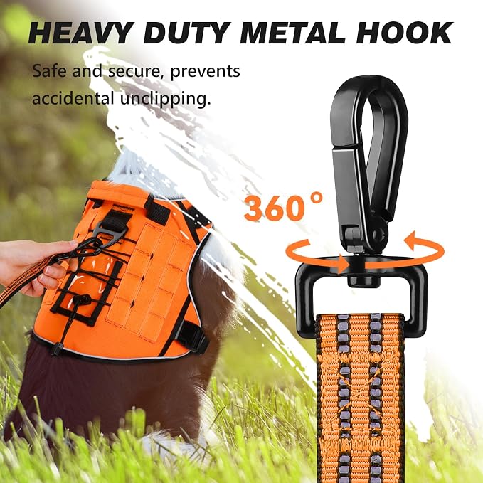 Double Handle Dog Leash with Poop Bag Holder and Car Seat Belt Buckle | Heavy Duty | Double Handle | with Poop Bag Holder | with Car Seat Belt Buckle | Reflective | Lightweight