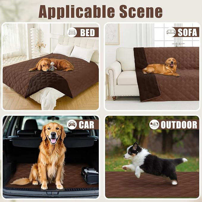 Smiry Waterproof Dog Bed Cover, Reversible Pet Blanket for Sofa Couch | Soft Washable Dog Blanket, Leakproof Couch Cover for Dogs Cats & Furniture Protection, 82x82, Brown/Chocolate