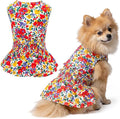Parisian Pet Floral Dog Dress - 100% Cotton Summer Clothes for Medium Dogs Girl - Ruched Waist Pet Dress - Stylish Printed Beach Dog Outfit - Lightweight Puppy Clothes - Sleeveless Dresses for Dogs