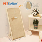 PETKARAY Cat Scratcher, Sisal Cat Scratching Ramp, L Shape Scratch Pad for Indoor Kitty, 27" Wall Furniture Protector with Mouse Toy