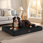 EHEYCIGA XXL Washable Dog Crate Bed with Memory Foam, 47x29Inch, Black | High Density Egg Crate Foam, Waterproof Liner, Removable Easy Clean Cover, Non-Slip Bottom, Fits Crate, Floor and Sofa
