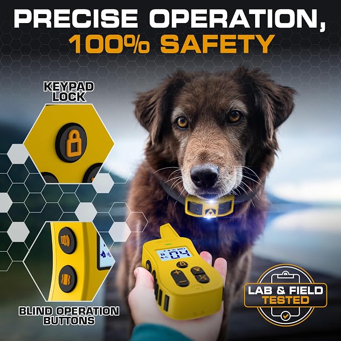 INVIROX Ultra K9 Dog Training Collar, 124 Levels for Reactive, Stubborn or Hard-to-Train Dogs, Long Range ¾ Mile, Night-Light Mode, Safe Communication, IP67 Waterproof E Collar for Large Dogs