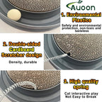 AUOON Cat Scratcher Toy with Ball Track for Indoor Cats and Kittens, Gray | 3 in 1 Interactive Cat Toy, Cat Scratch Pad with Cat Ball Toy and Cat Mouse Toy, for Chasing Exercise, Protect Furniture