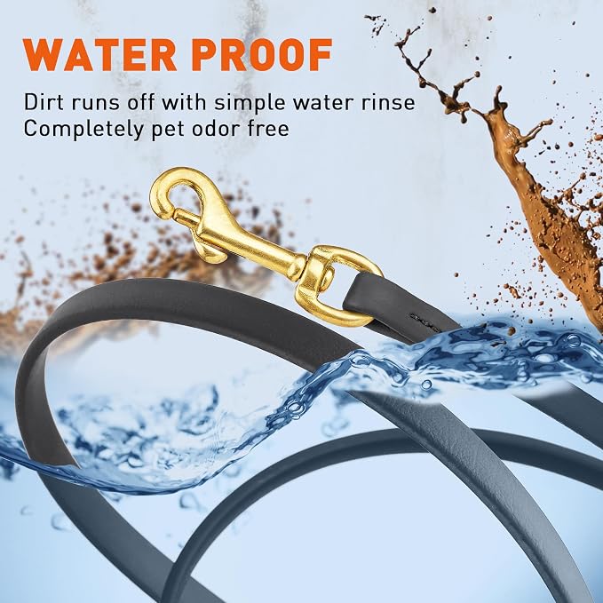 Viper Biothane K9 Working Dog Leash Waterproof Lead for Tracking Training Schutzhund Odor-Proof Long Line with Solid Brass Snap for Puppy Medium and Large Dogs, 20ft Black