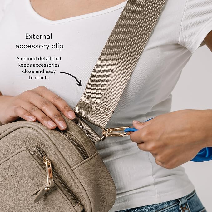 Darren & Phillip Crossbody Dog Walking Bag or Fanny Pack with Built-In Dog Poop Bag Holder, Removable Dog Treat Pouch & Adjustable Strap – Stylish Dog Mom Gift for Walks & Everyday Use - Rose