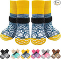 PUPTECK Anti Slip Dog Socks, Shoes with Grippers to Prevent Licking Hardwood Floors Traction, Rubber Boots & Paw Protectors for Small Medium Large Dogs Cold/Hot Pavement, Senior Dogs Booties Blue