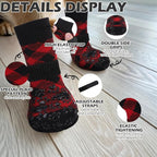 EXPAWLORER Dog Socks for Summer Hot Pavement to Prevent Licking Paws, Anti Slip Doggie Booties Grippy Shoes for Hardwood Floors, Boots & Paw Protectors for Small Medium Large Senior Dogs Red Black S