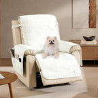 White Chair Covers, Water-Repellent Recliner Slipcovers, Boho Lazy Boy Chair Covers, Pet Friendly Recliner Cover for Dogs Cats, Washable Furniture Protector (Recliner 22", White)