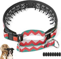 Mayerzon No Pull Dog Prong Collar Martingale, Personalized Pinch Collar | with Geometric Patterns for Large Medium Small Dogs for Walking Training Festival, Easy to Use(Ethnic Green, L)