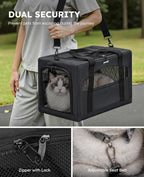Pecute Cat Carrier Stable, Pet Carrier with Privacy Partition,Dark Gray | Safe For Car Travel, Stable Steel Frame, Soft-Sided Pet Carrier Bag For Dogs And Cats Up To 15lbs, Foldable Design,XL.
