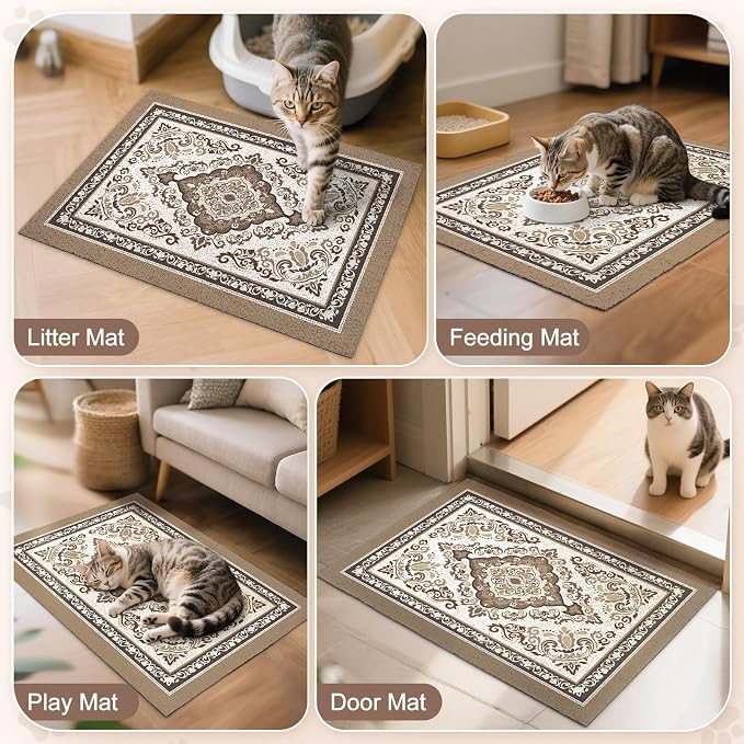 Unicorn Catcher 40"x30" Cat Litter Mat Non-Slip Washable Litter Box Mat | High-Density PVC Litter Catcher Mat Efficiently Traps Scattered Litter From Paws To Keep Floors Clean