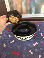Ant Proof Dog Bowl & Cat Bowl with Water Moat by Sippy Savory® - Bug Proof Pet Feeding Bowl, BPA-Free Non-Slip Food Bowl for Indoor & Outdoor Dogs and Cats, Dishwasher Safe, Beige and Black.