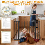 Mumeasy 29.7-43" Baby Gate, Adjustable Safety Gate for Stairs & Doorways | No drill installation, auto close door, one hand operation, adjustable width, for dogs pets babies toddlers