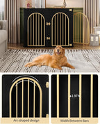 Hzuaneri 44.1" Wooden Dog Crate Furniture, Indoor Dog Kennel Dogs Cage for Small/Medium/Large Dogs, Heavy Duty Dog Crates Decorative Pet House End Side Table TV Stand, Black Gold DFC83904A