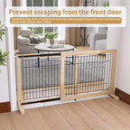 YOCAN Extra Wide Adjustable Dog Gate for Doorways & Stairs, 19.7" Tall, 31.5–61" Wide, Freestanding Pet Safety Gate with Wood & Metal Frame, No Drill Pressure Mount, Indoor Barrier (Black/Natural)