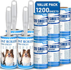 Lint Rollers for Pet Hair Extra Sticky 1200 Sheets Value Pack with 4 Handles and 10 Rolls Sticky Lint Roller for Cat Hair Dog Hair Clothes Furniture Couch