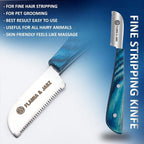 FLAMIA & JABZ FJ Professional Stripping Knife kit (6 pieces set) for Dogs & Pets, Wooden Handle Grip with Stainless Steel Blade (Right handed) (Blue)