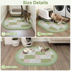 Bienbee Cat Litter Mat, 24" x 15" Litter Box Mat Rug with Non-Slip Bottom,Urine and Water Proof, Easy to Clean Cat Supplies Essentials for Indoor Kitty Kitten Floor, Green Floral Knot M