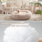 45 in Faux Fur Fluffy Donut Dog Bed for Extra Large Dogs,Brown | Calming Plush Round Jumbo Pet Bed with Removable & Washable Cover,Fits up to 120 lbs Pets