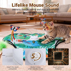 Cat Toys Interactive Rechargeable,Moving Concealed Feathers(Green) | Real Mouse Squeaky,Touch Activated Cat Kitten Toy Exercise Toys for Indoor Bored Adult Cats