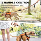 Double Handle Dog Leash with Poop Bag Holder and Car Seat Belt Buckle | Heavy Duty | Double Handle | with Poop Bag Holder | with Car Seat Belt Buckle | Reflective | Lightweight