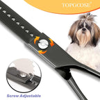 Dog Grooming Scissors Kit, Professional 6 in 1 Pet Scissors Sharp Shears Set - Straight, Thinning, Chunker, Curved Shears and Comb for Long Short Hair for Dog Cat (Set, Black)