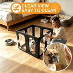 Acrylic Dog Playpen, 8-Panel Clear Transparent Puppy Playpen for Small Dogs Indoor Outdoor, Easy Assembly Foldable Pet Exercise Pen with Locking Door (Black, 25.6 INCH, 10 Panels)