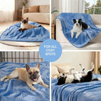 Luciphia Waterproof Blanket for Large Dog, Reversible Sherpa Couch Cover | waterproof pet blanket sherpa fleece reversible couch cover bed protector car from spills scratches, Blue 65" x 57"
