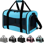 Pet Carriers Soft-Sided Airline Approved Carrier Bag for Small Cats Dogs (Medium,Blue)