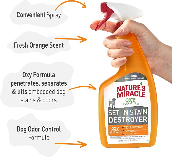 Nature's Miracle Oxy Set-In Stain Destroyer, Dog Odor Control, 24 oz
